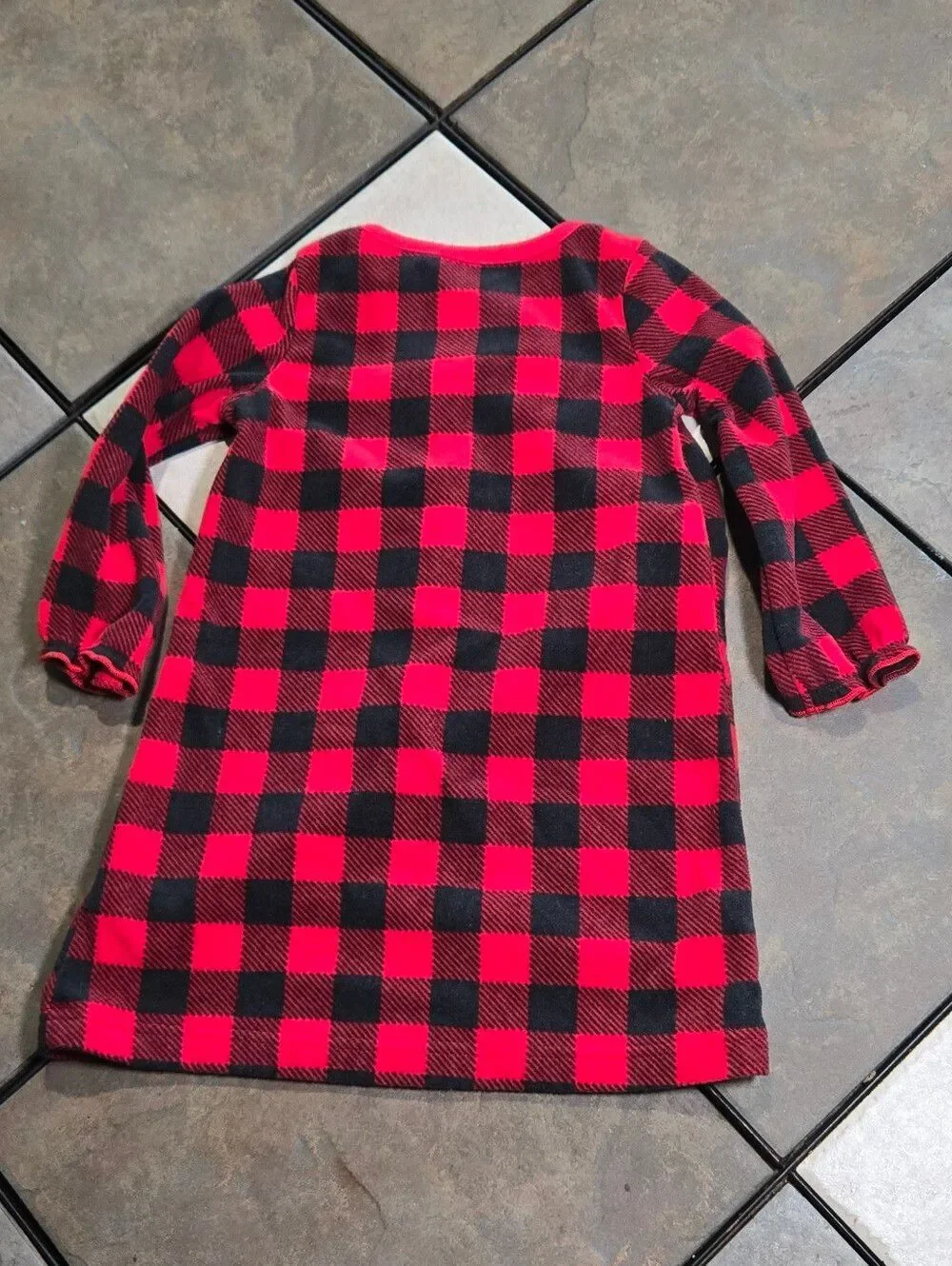 Carter's Buffalo Plaid Fleece Nightgown Girls 2T Red Black Cozy Winter Pajamas